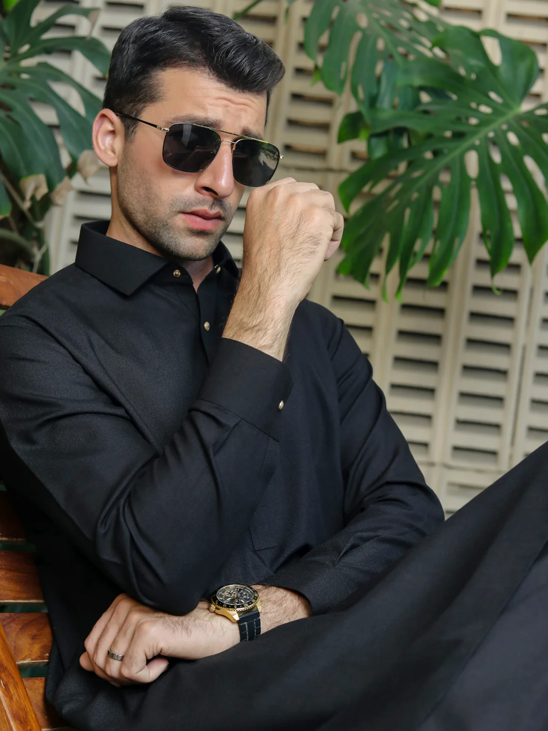 BLACK VISCOSE KAMEEZ SHALWAR | ALWA-KS-US-284/AM-5028C - Image 4