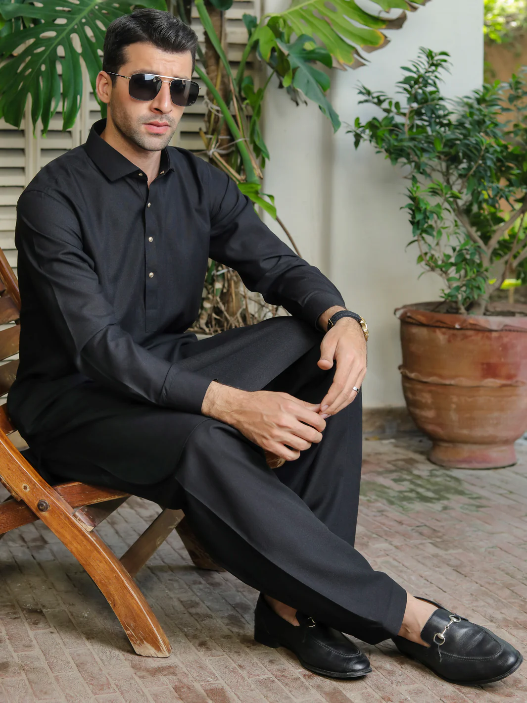 BLACK VISCOSE KAMEEZ SHALWAR | ALWA-KS-US-284/AM-5028C - Image 5