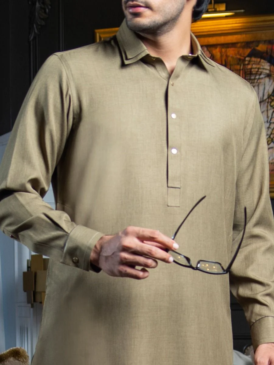 KHAKI KAMEEZ SHALWAR | ALWA-KS-US-285/AM-5029A - Image 2