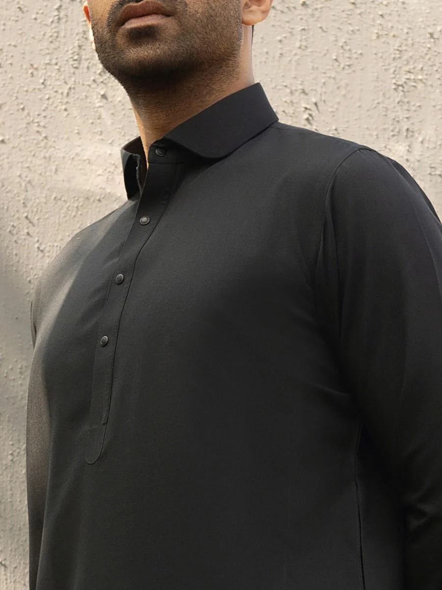 BLACK VISCOSE KAMEEZ SHALWAR | ALWA-KS-US-287/AM-5039B - Image 2