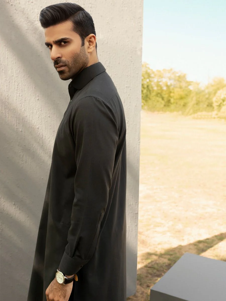 BLACK VISCOSE KAMEEZ SHALWAR | ALWA-KS-US-287/AM-5039B - Image 3