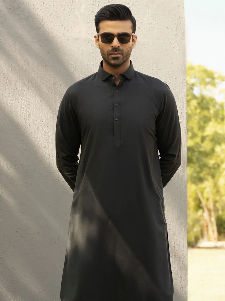 BLACK VISCOSE KAMEEZ SHALWAR | ALWA-KS-US-287/AM-5039B - Image 5