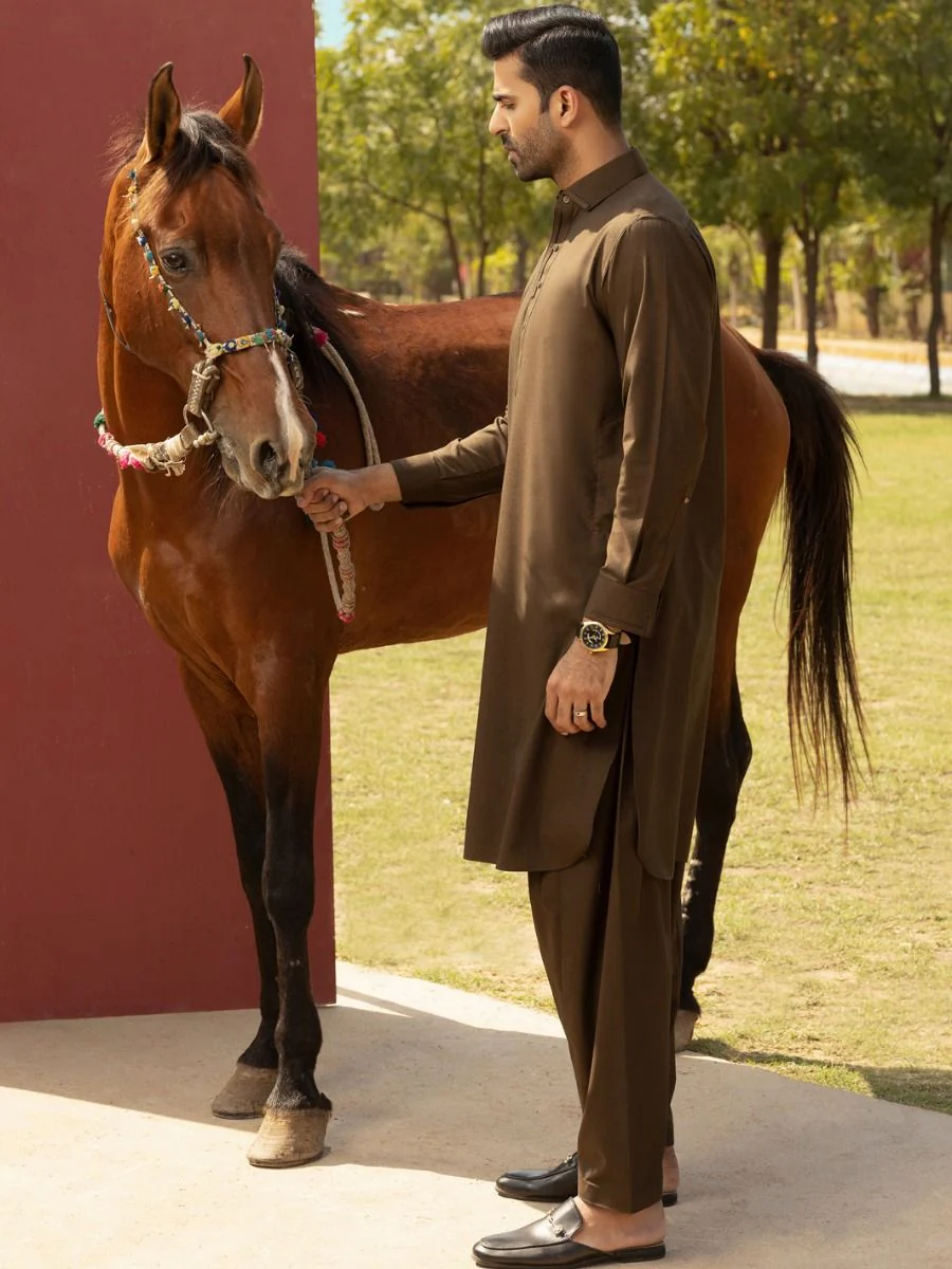 BROWN KAMEEZ SHALWAR | ALWA-KS-US-288/AM-5039C - Image 5