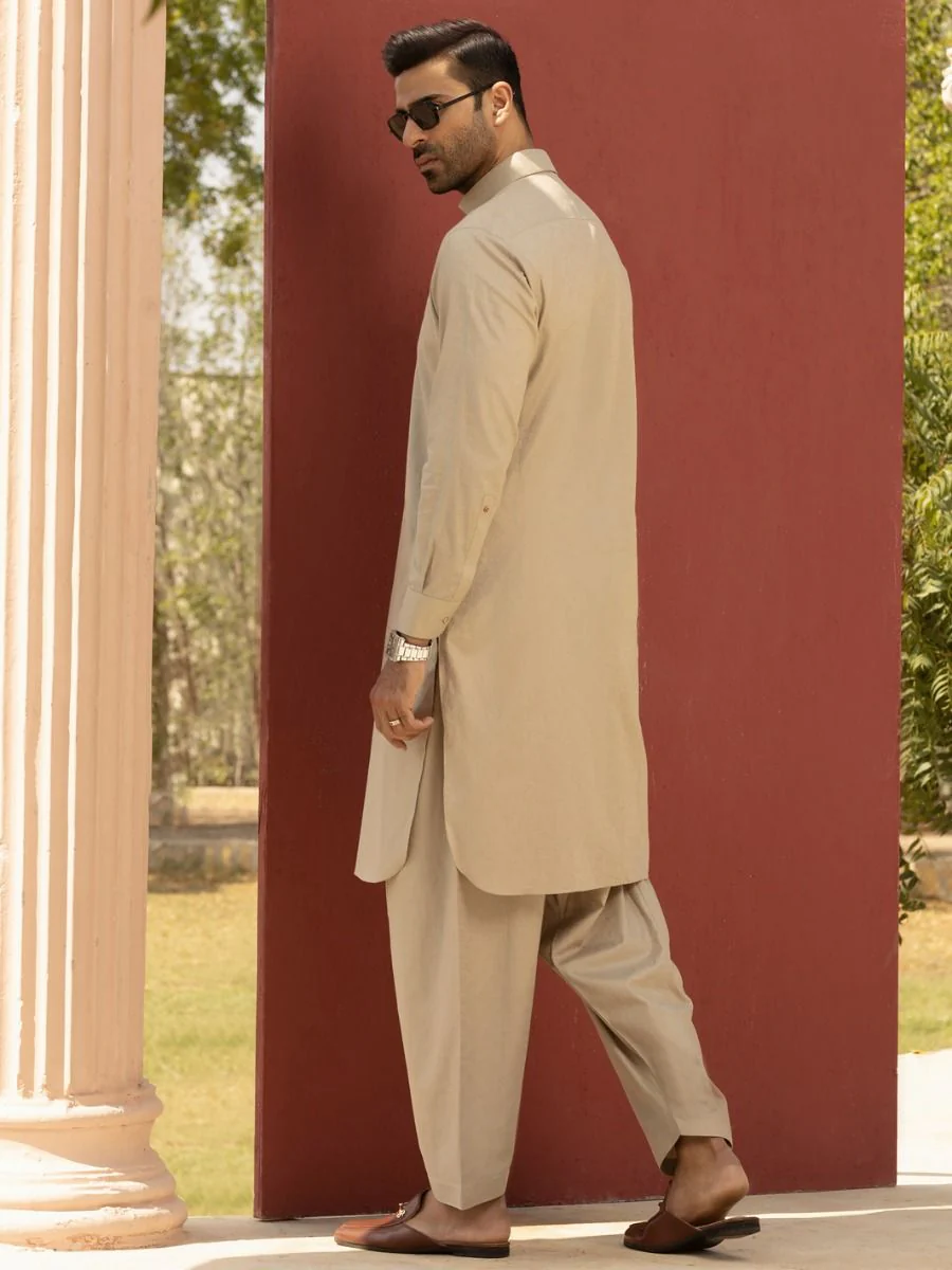 BEIGE COTTON KAMEEZ SHALWAR | ALWA-KS-US-289/AM-992B - Image 2