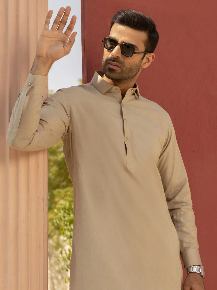 BEIGE COTTON KAMEEZ SHALWAR | ALWA-KS-US-289/AM-992B - Image 3