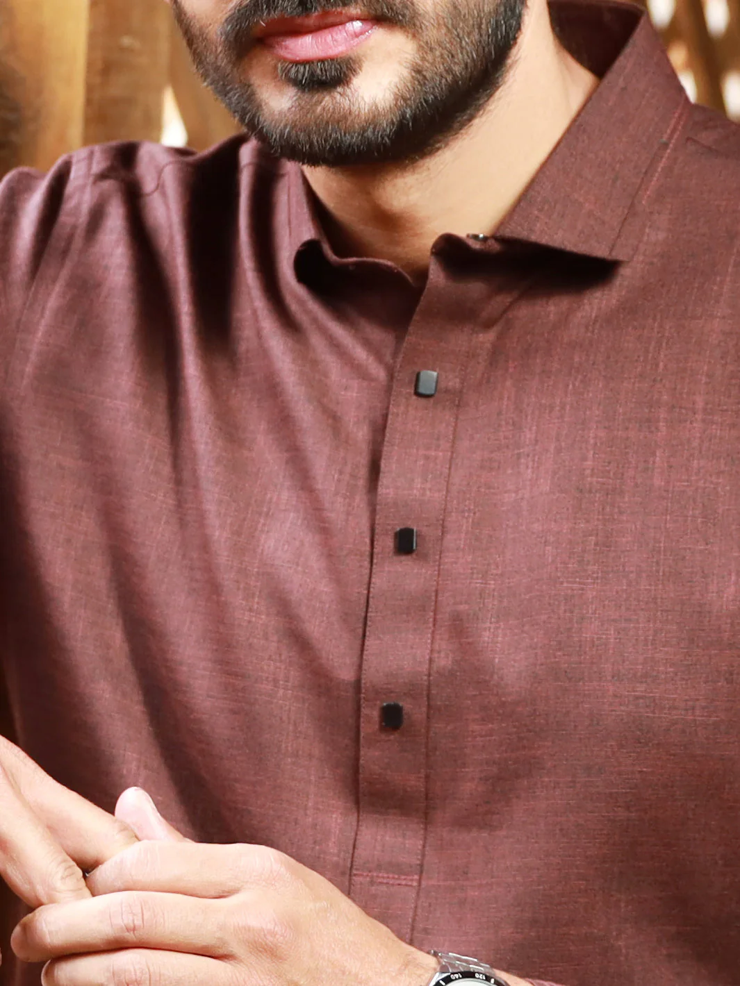 MAROON VISCOSE KAMEEZ SHALWAR | ALWA-KS-US-311/AM-5053D - Image 2