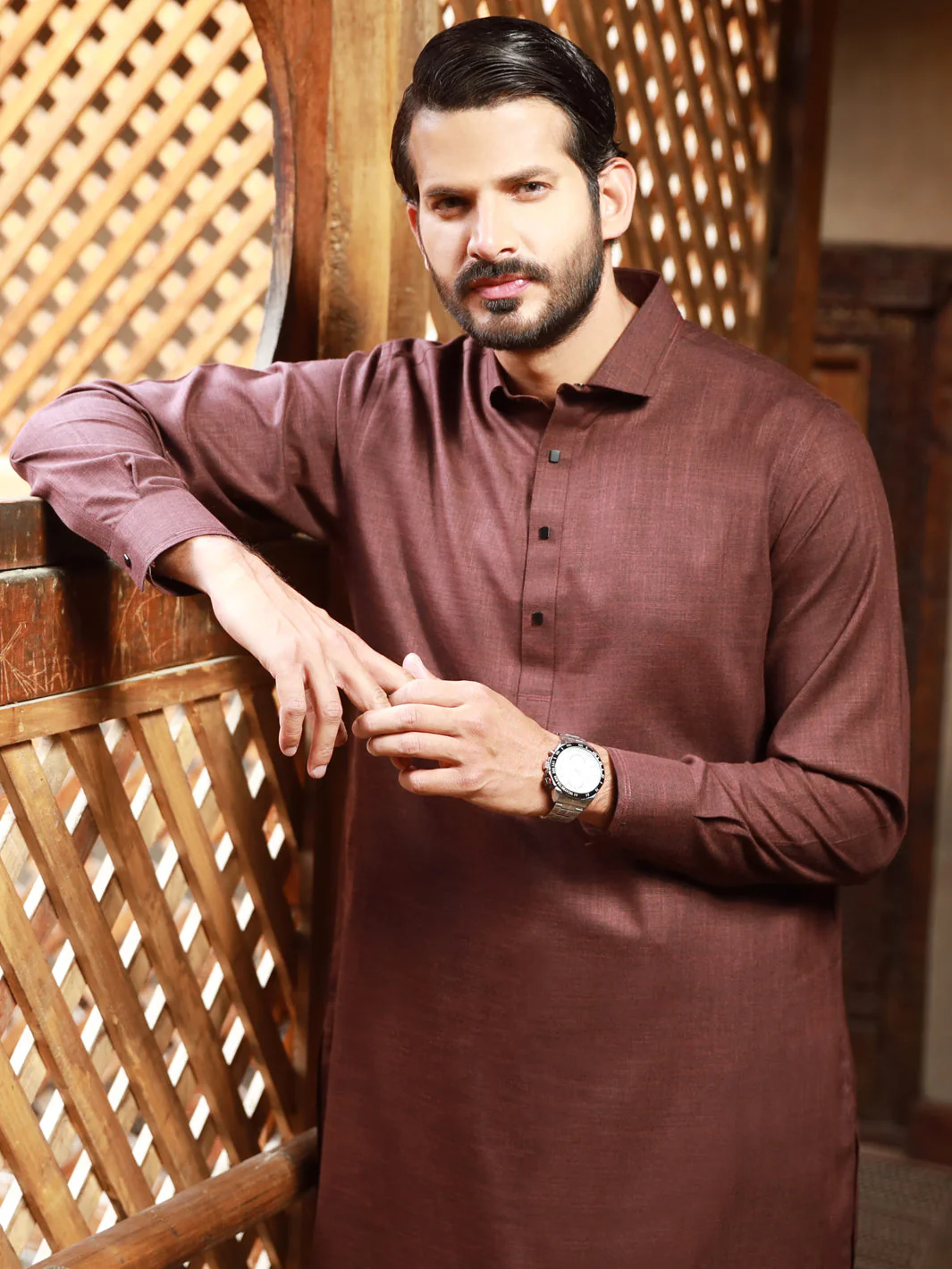MAROON VISCOSE KAMEEZ SHALWAR | ALWA-KS-US-311/AM-5053D - Image 4
