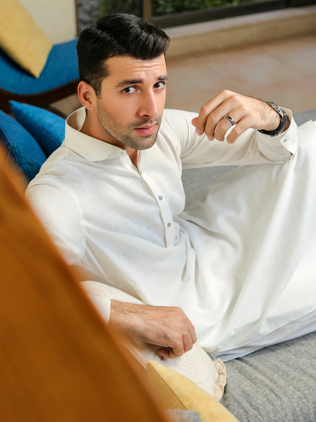 WHITE VISCOSE KAMEEZ SHALWAR | ALWA-KS-US-312/AM-5049A - Image 4