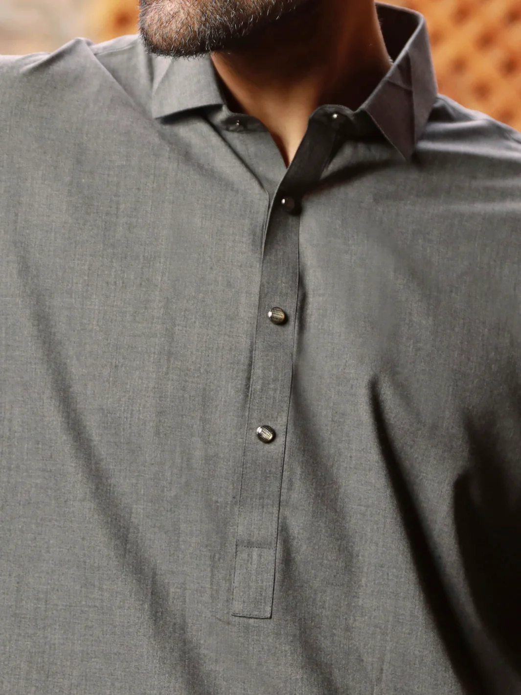CHARCOAL GREY BLENDED KAMEEZ SHALWAR | ALWA-KS-US-314/AM-5054A - Image 2