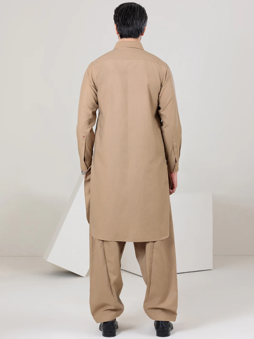 BEIGE VISCOSE KAMEEZ SHALWAR | ALWA-KS-US-317/AM-5048B - Image 3