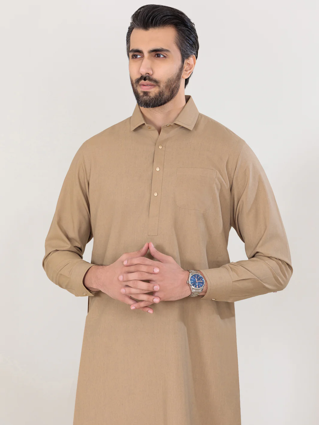 BEIGE VISCOSE KAMEEZ SHALWAR | ALWA-KS-US-317/AM-5048B - Image 5
