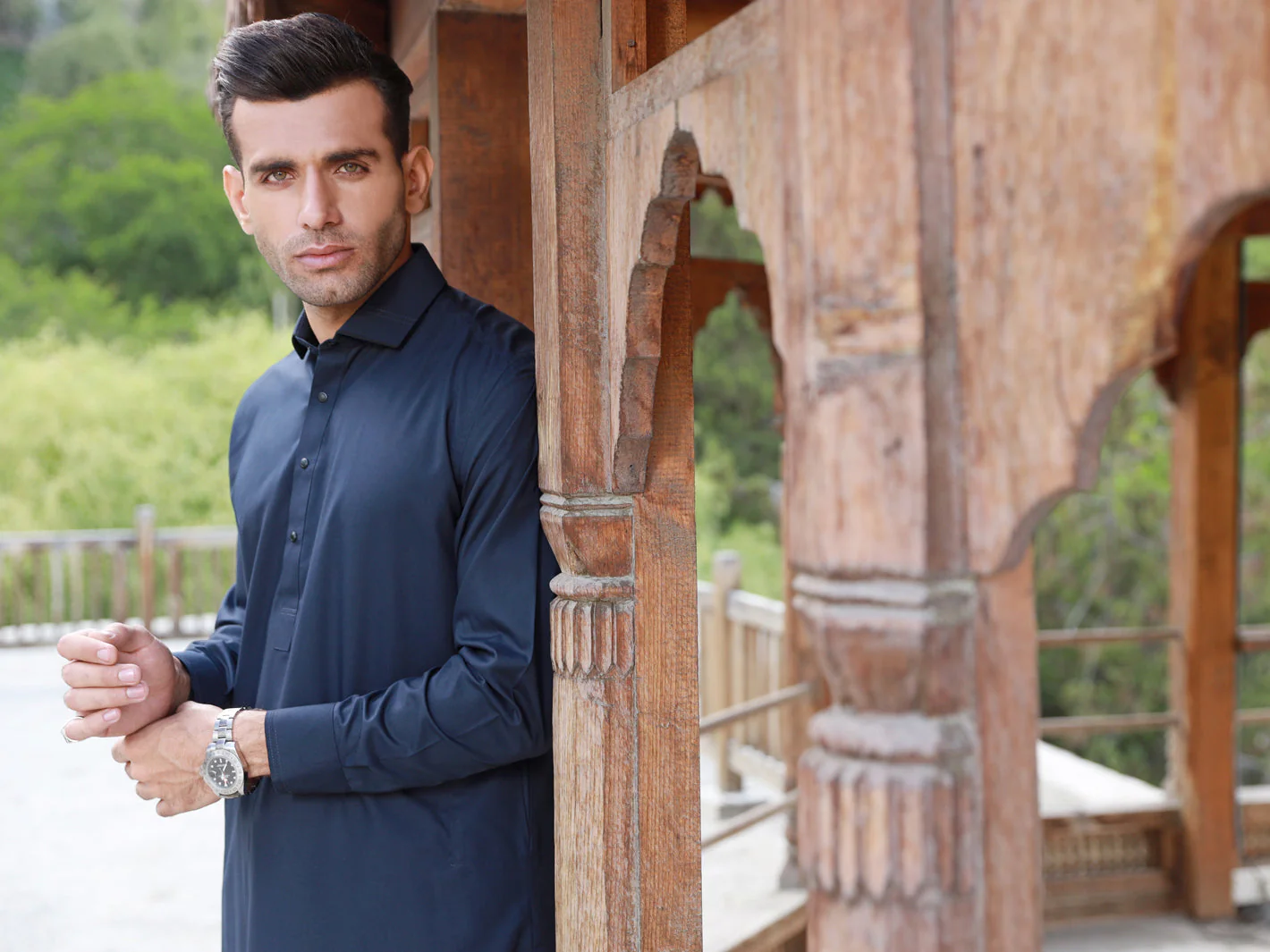MID NIGHT BLUE VISCOSE KAMEEZ SHALWAR | ALWA-KS-US-319/AM-5054B - Image 4
