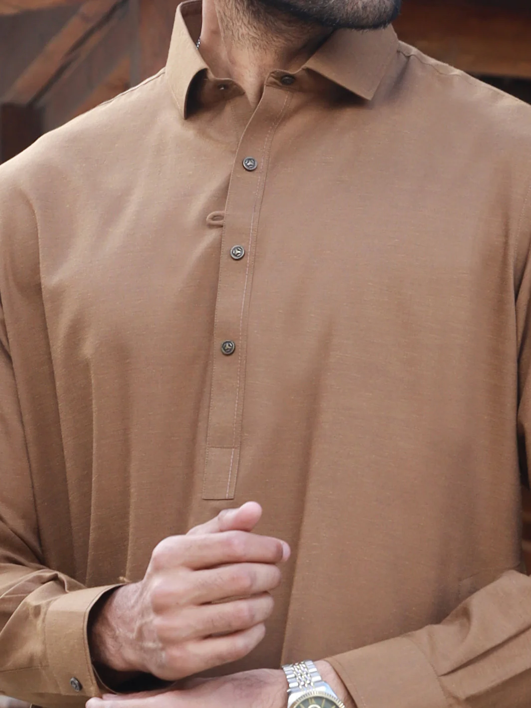 BROWN VISCOSE KAMEEZ SHALWAR | ALWA-KS-US-320/AM-5099B - Image 2