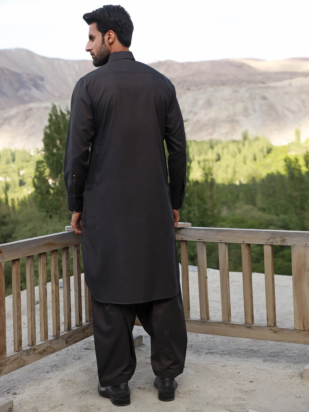 DARK GREY VISCOSE KAMEEZ SHALWAR | ALWA-KS-US-321/AM-5099D - Image 4