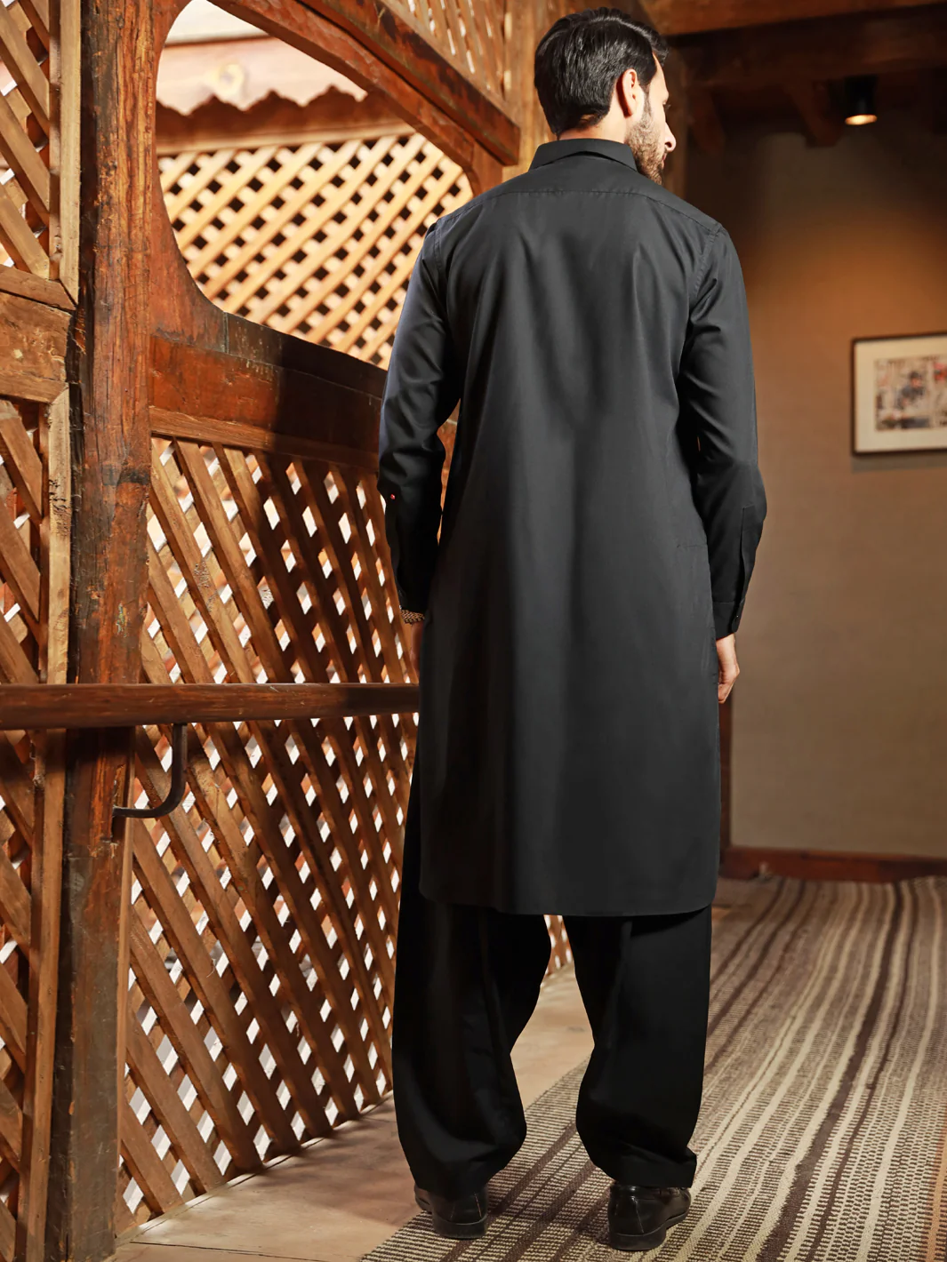 BLACK VISCOSE KAMEEZ SHALWAR | ALWA-KS-US-322/AM-5054C - Image 3