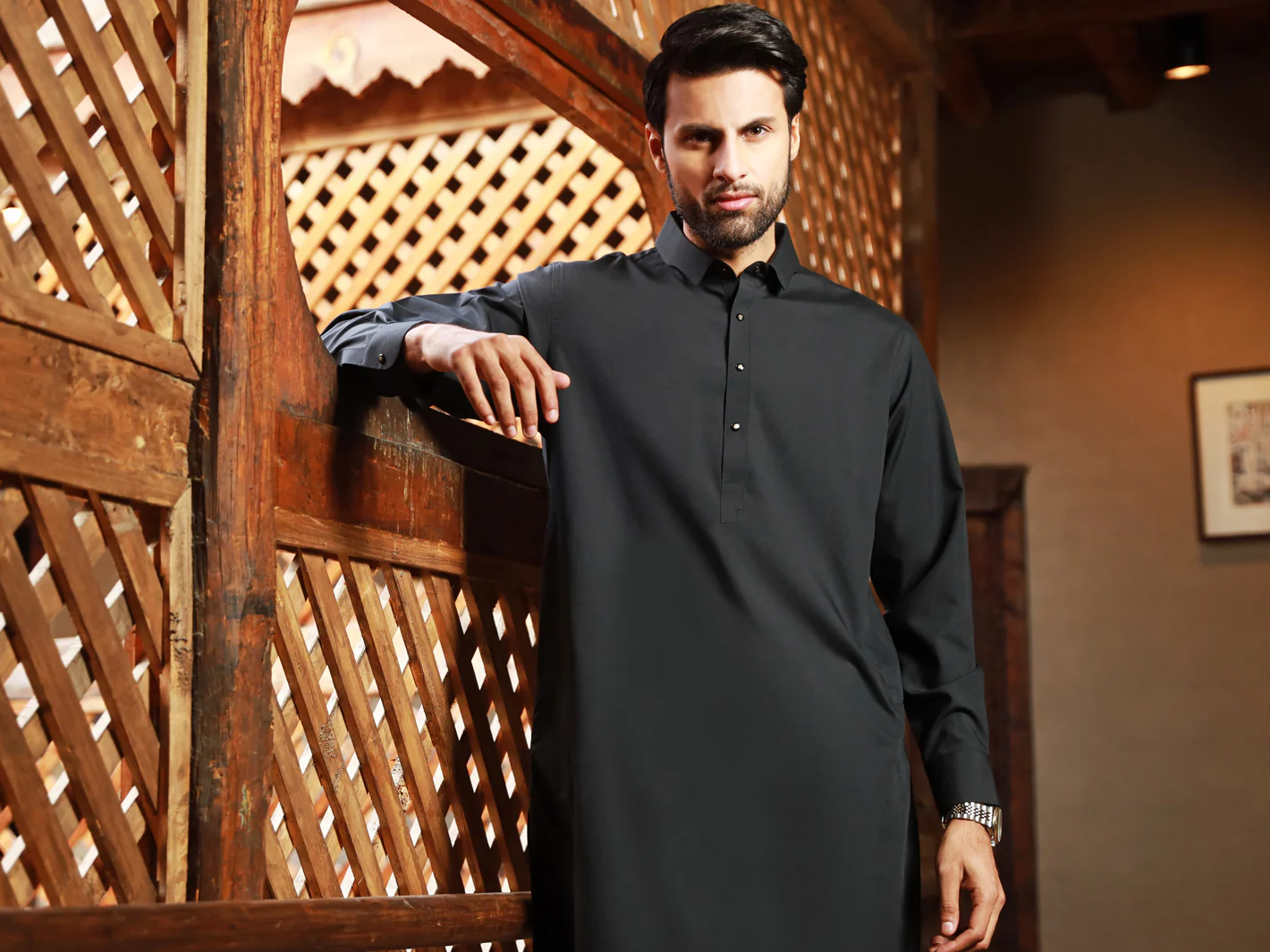 BLACK VISCOSE KAMEEZ SHALWAR | ALWA-KS-US-322/AM-5054C - Image 4