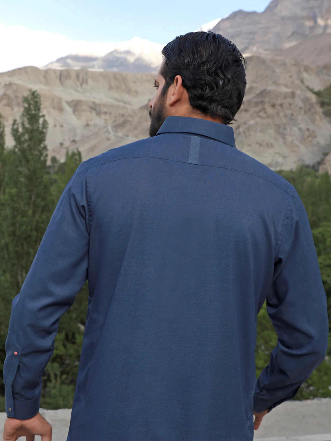 BLUE VISCOSE KAMEEZ SHALWAR | ALWA-KS-US-326/AM-5056B - Image 3