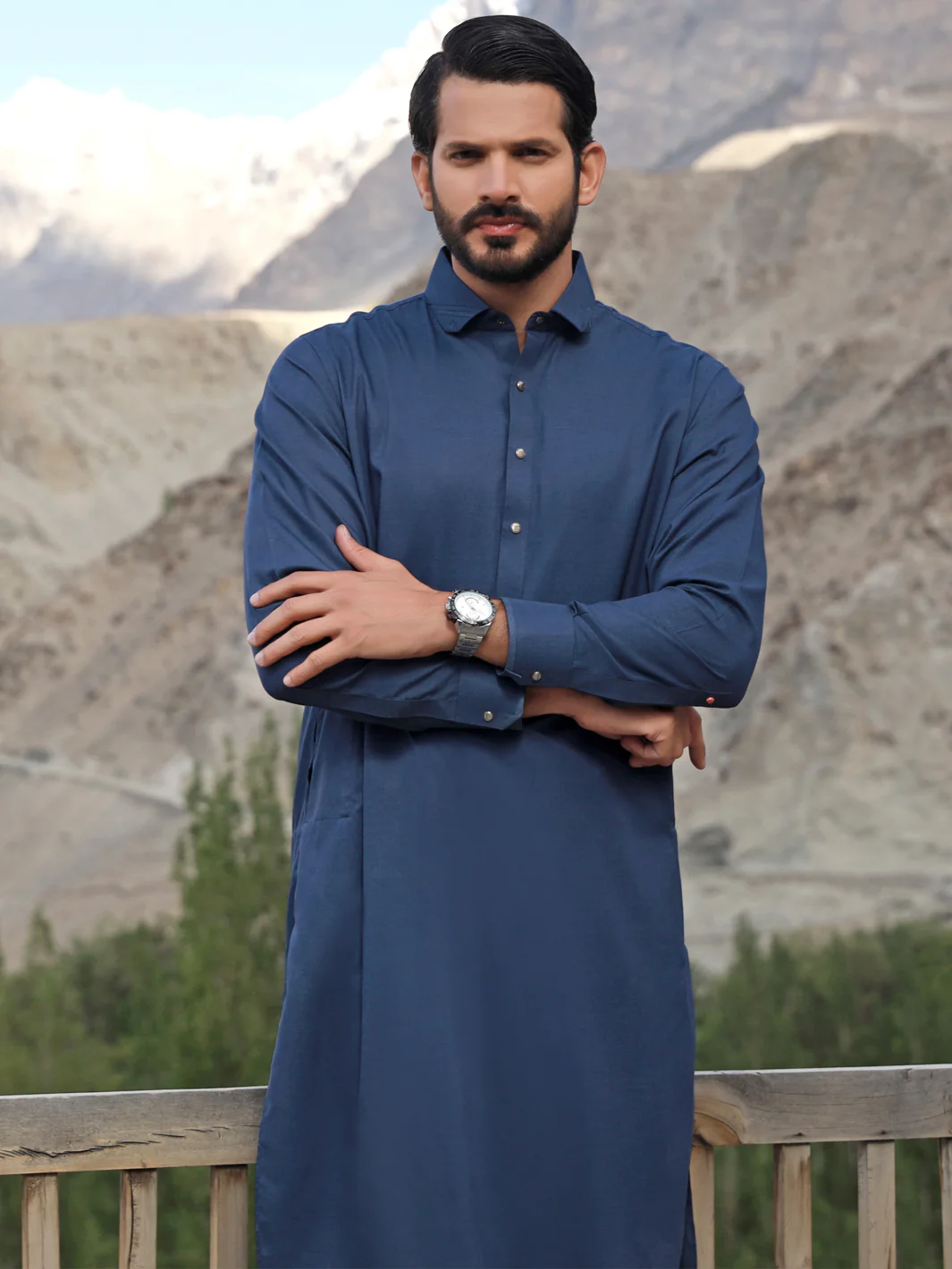 BLUE VISCOSE KAMEEZ SHALWAR | ALWA-KS-US-326/AM-5056B - Image 4