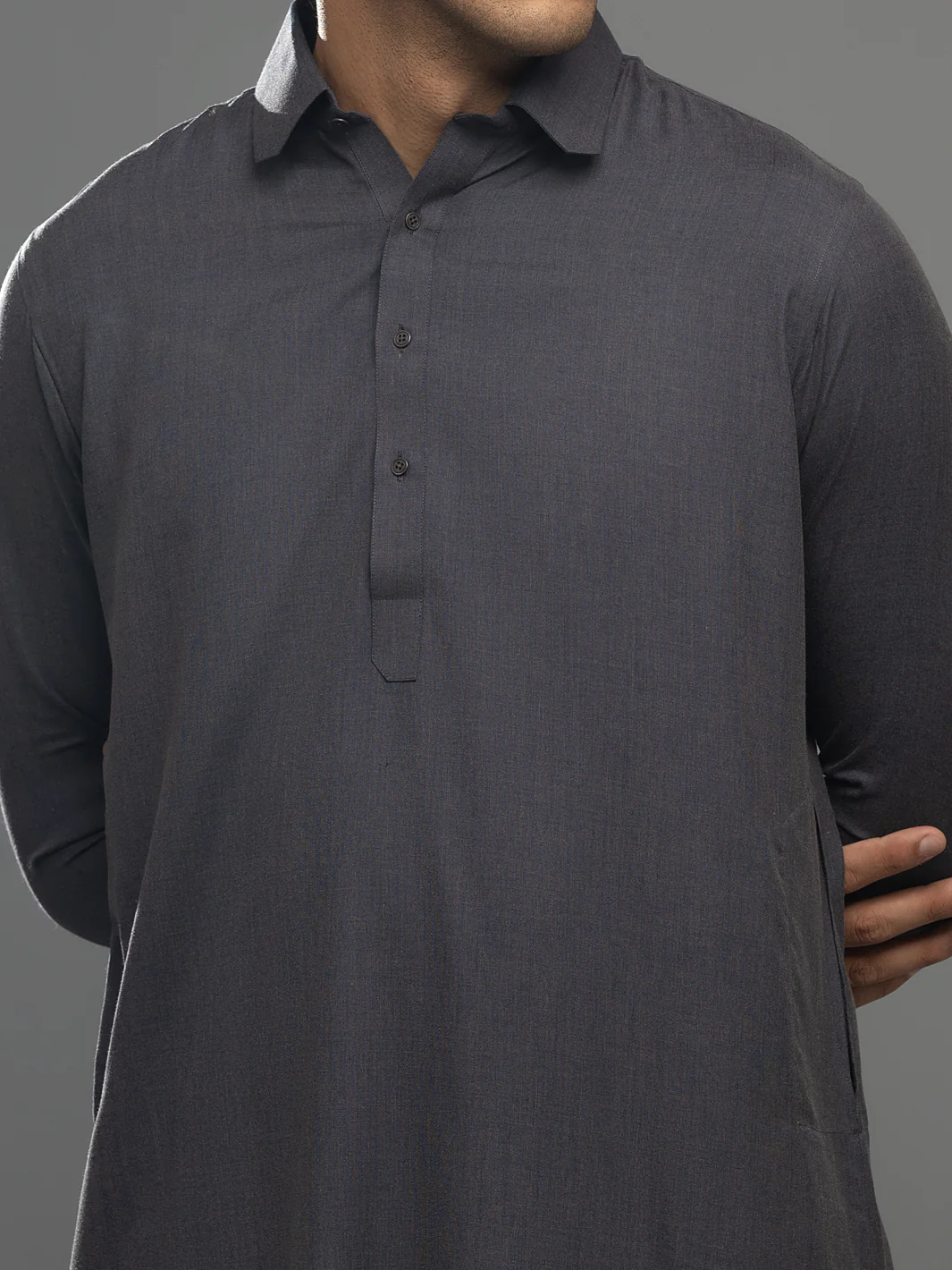 CHARCOAL GREY VISCOSE KAMEEZ SHALWAR | ALWA-KS-US-341/AM-6002D - Image 2