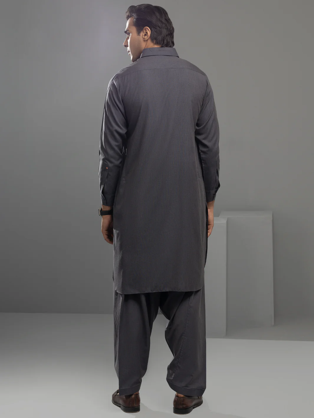 CHARCOAL GREY VISCOSE KAMEEZ SHALWAR | ALWA-KS-US-341/AM-6002D - Image 3
