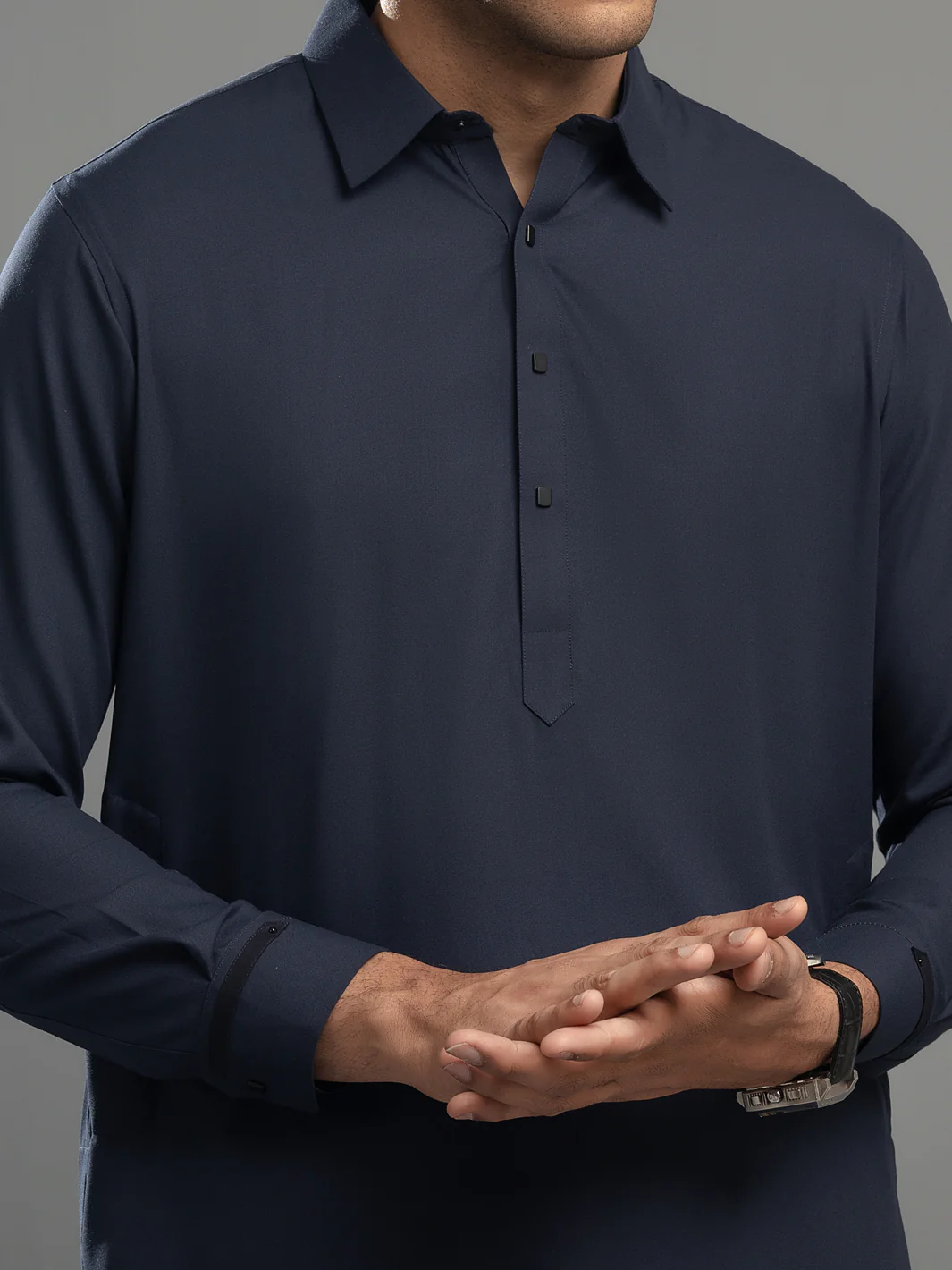 NAVY BLUE VISCOSE KAMEEZ SHALWAR | ALWA-KS-US-346/AM-5084E - Image 2