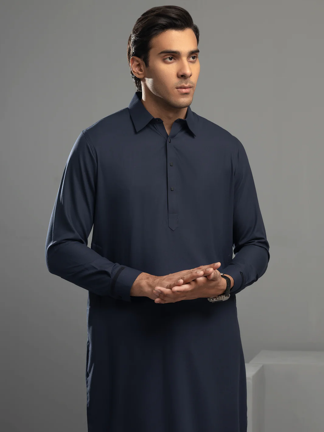 NAVY BLUE VISCOSE KAMEEZ SHALWAR | ALWA-KS-US-346/AM-5084E - Image 3