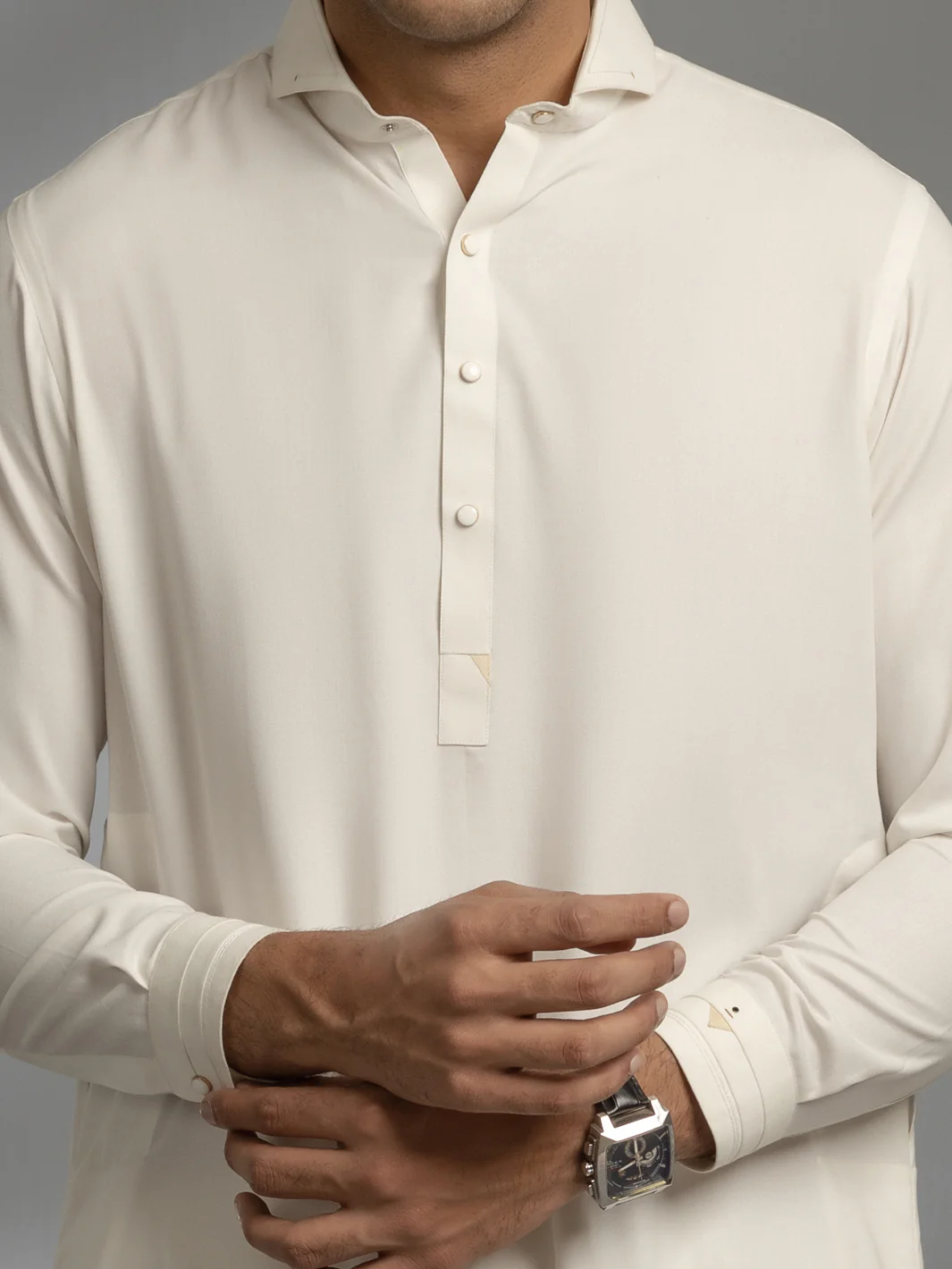 OFF WHITE VISCOSE KAMEEZ SHALWAR | ALWA-KS-US-348/AM-5084A - Image 2