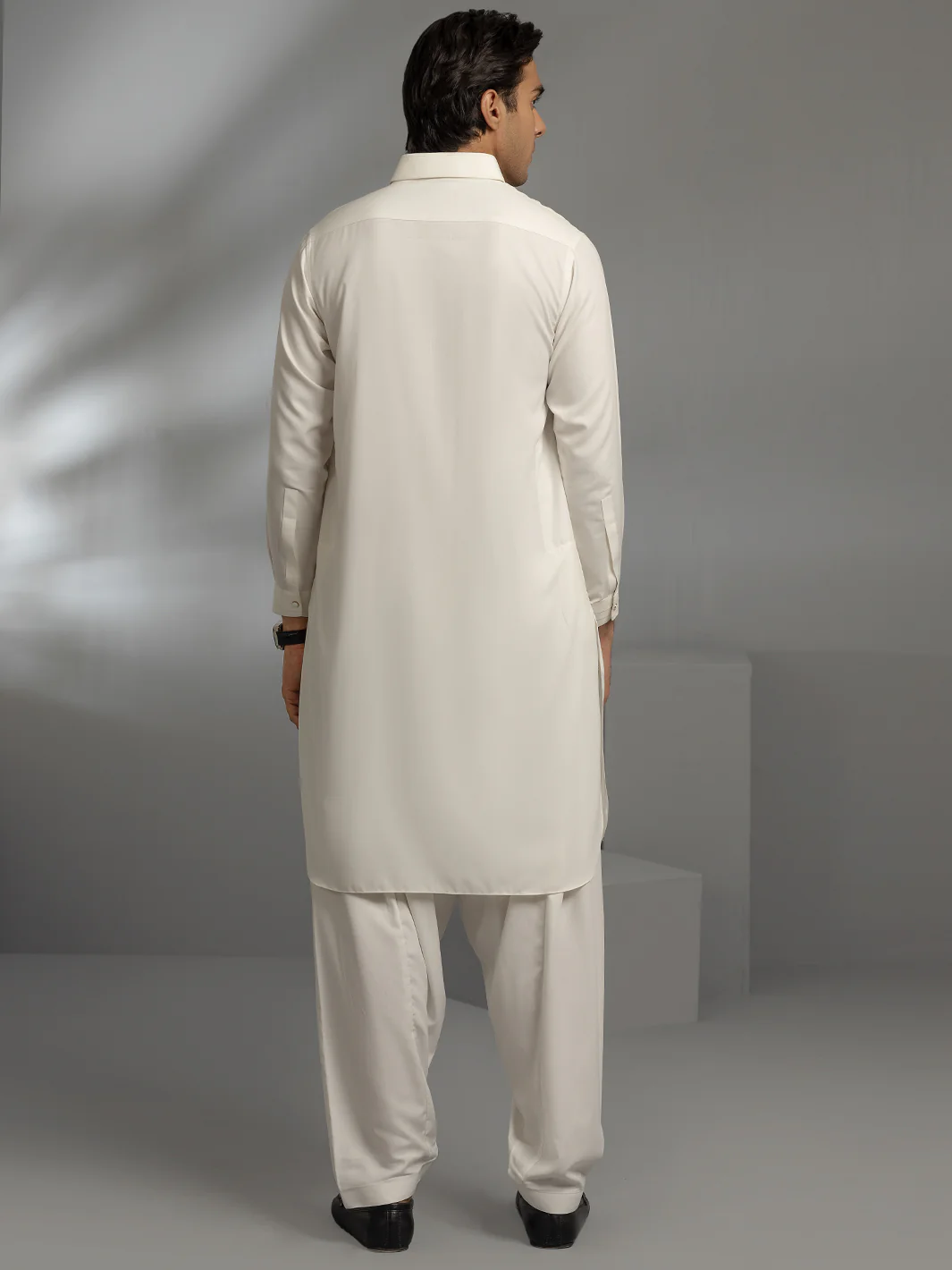 OFF WHITE VISCOSE KAMEEZ SHALWAR | ALWA-KS-US-348/AM-5084A - Image 3