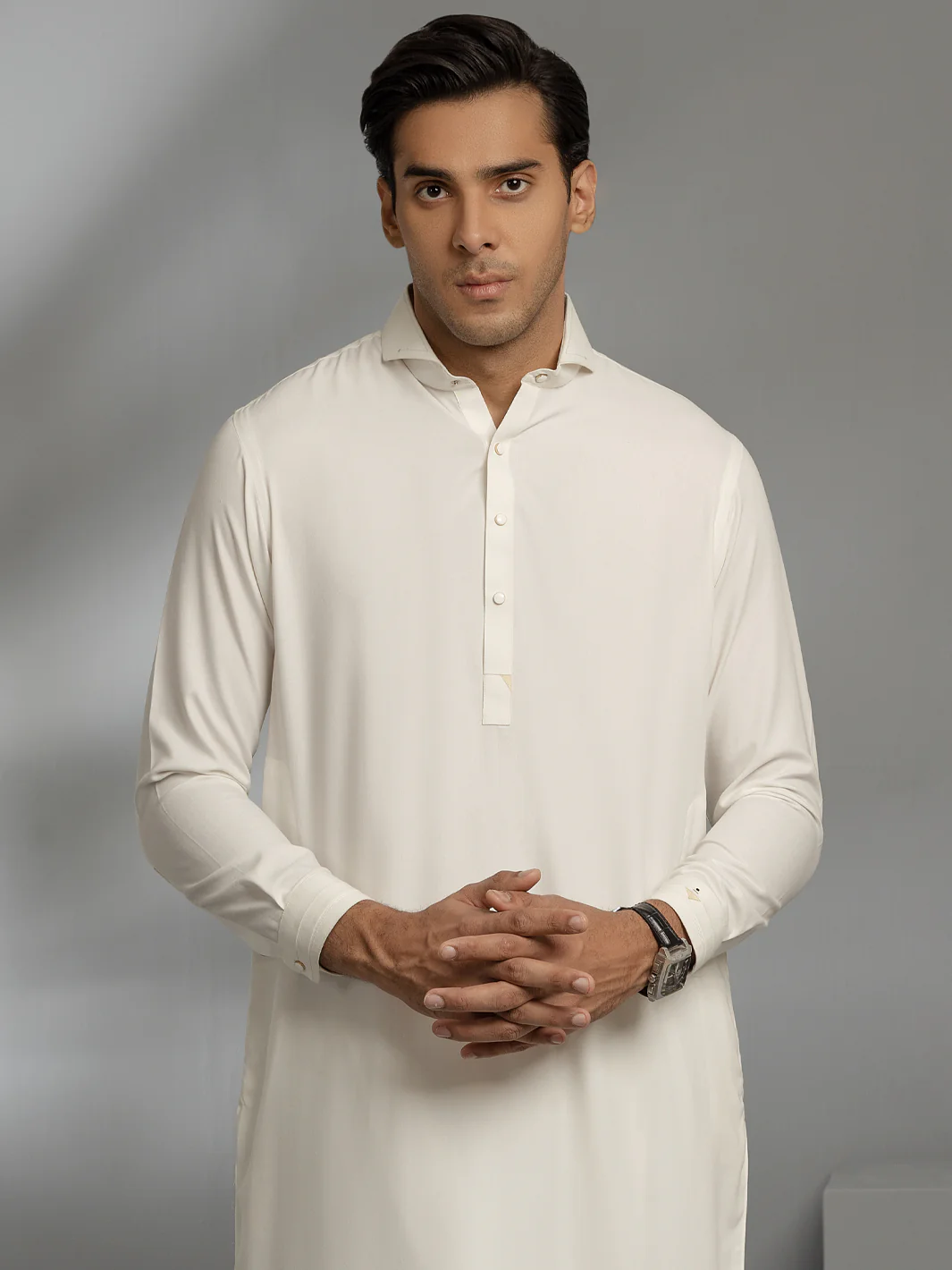 OFF WHITE VISCOSE KAMEEZ SHALWAR | ALWA-KS-US-348/AM-5084A - Image 4