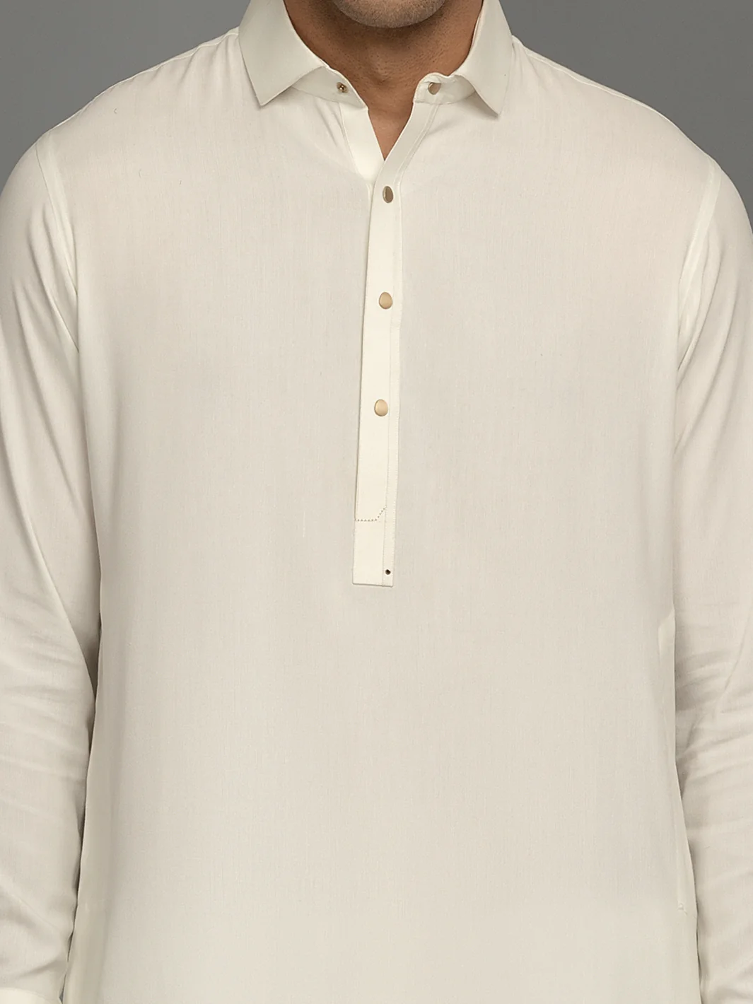 OFF WHITE VISCOSE KAMEEZ SHALWAR | ALWA-KS-US-349/AM-5088A - Image 2