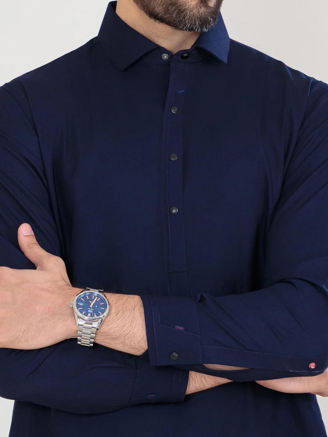 NAVY BLUE VISCOSE KAMEEZ SHALWAR | ALWA-KS-US-350/AM-6062A - Image 3