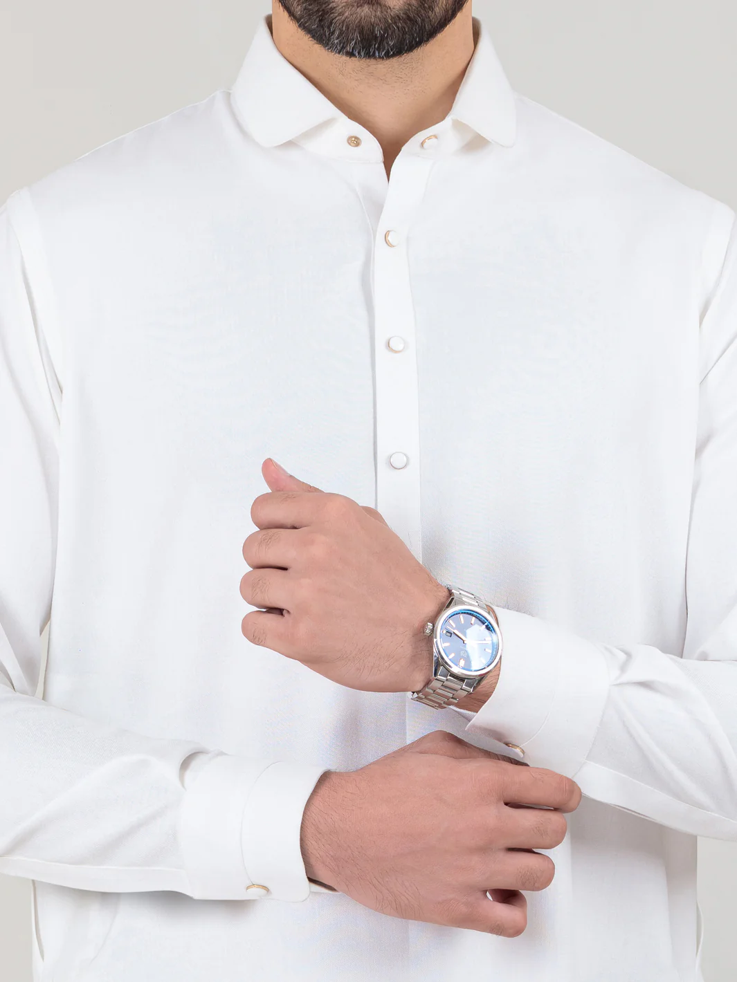 WHITE VISCOSE KAMEEZ SHALWAR | ALWA-KS-US-351/AM-6063A - Image 3