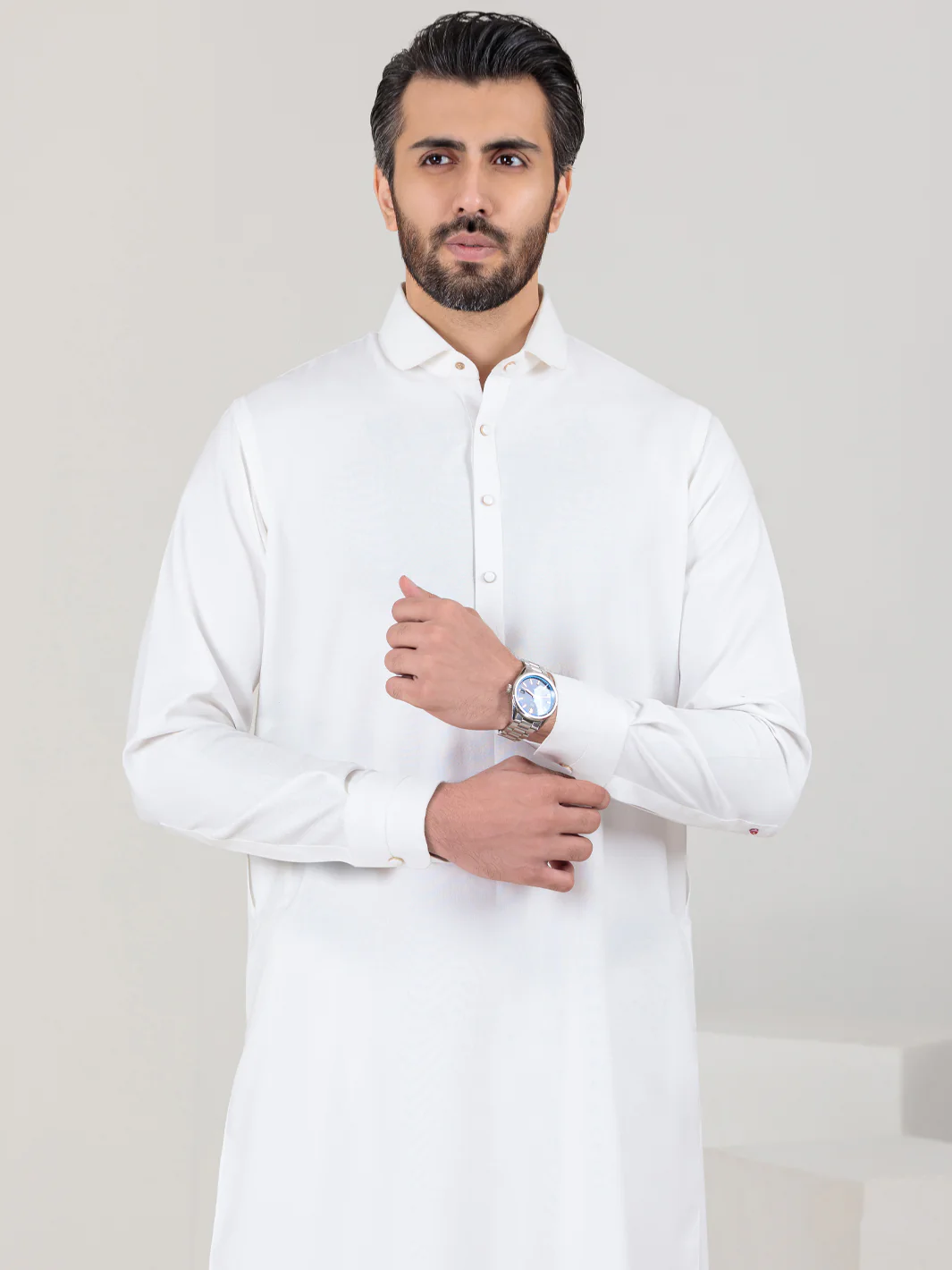 WHITE VISCOSE KAMEEZ SHALWAR | ALWA-KS-US-351/AM-6063A - Image 5
