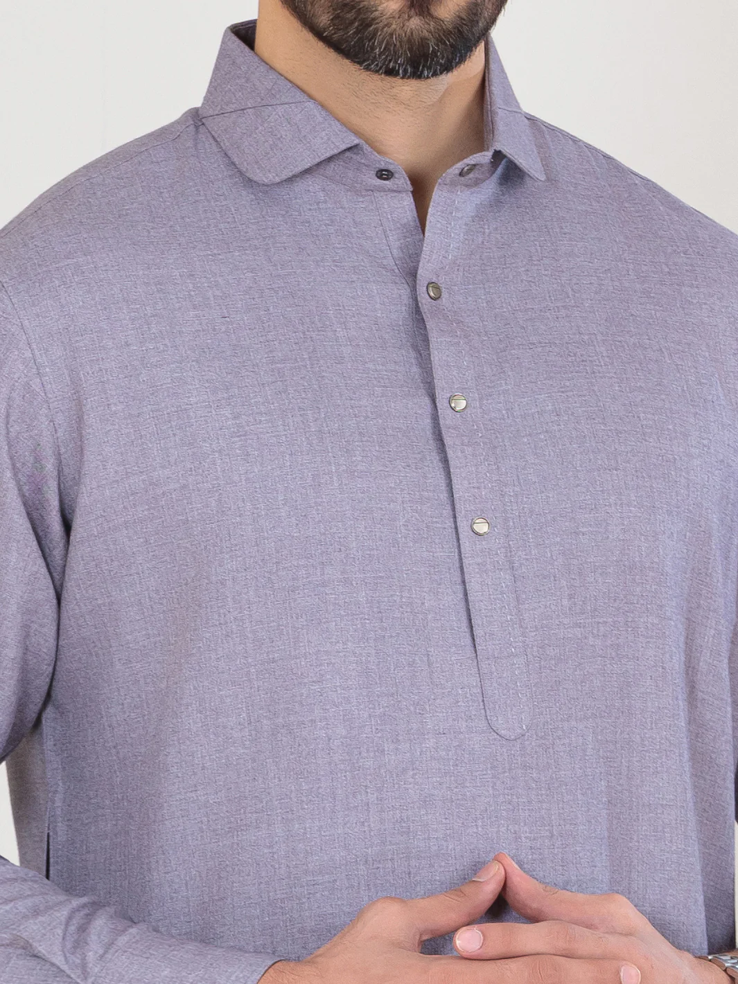 LIGHT GREY VISCOSE KAMEEZ SHALWAR | ALWA-KS-US-353/AM-6063C - Image 4