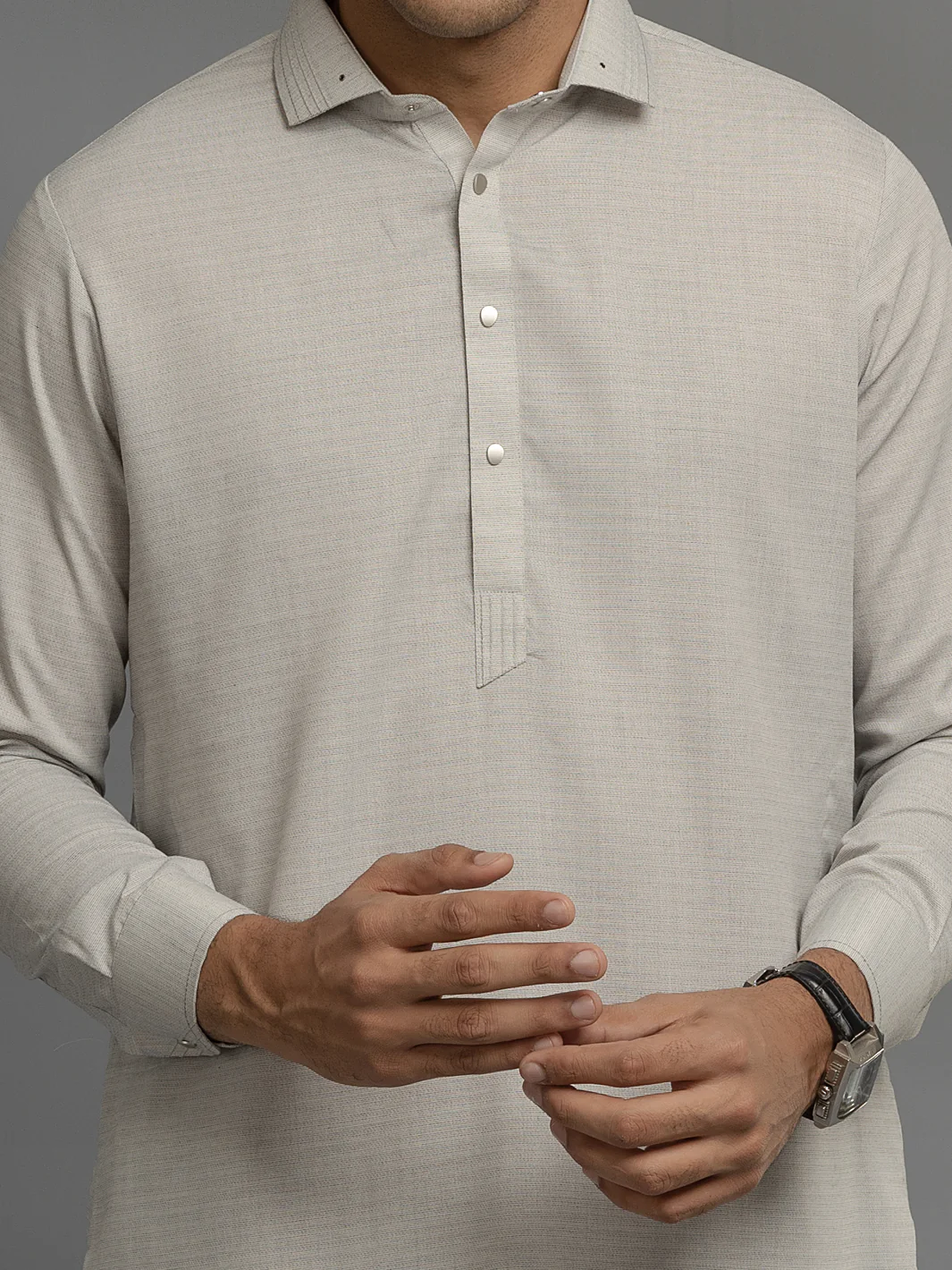 LIGHT GREY VISCOSE KAMEEZ SHALWAR | ALWA-KS-US-354/AM-6057A - Image 2