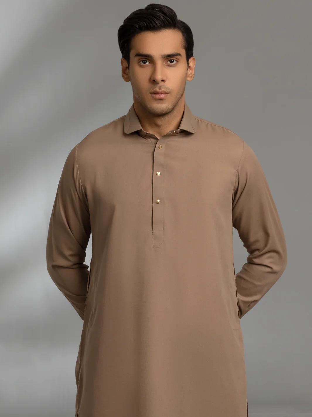 BROWN VISCOSE KAMEEZ SHALWAR | ALWA-KS-US-355/AM-6057B - Image 3