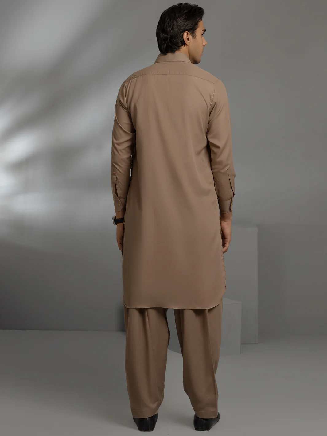 BROWN VISCOSE KAMEEZ SHALWAR | ALWA-KS-US-355/AM-6057B - Image 4