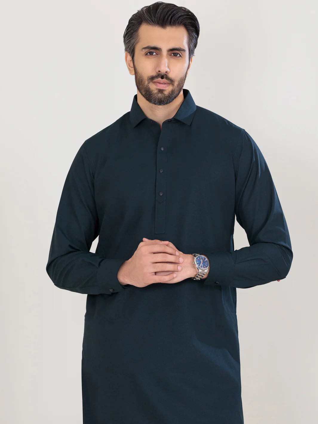 NAVY BLUE VISCOSE KAMEEZ SHALWAR | ALWA-KS-US-360A/AM-6054D - Image 4