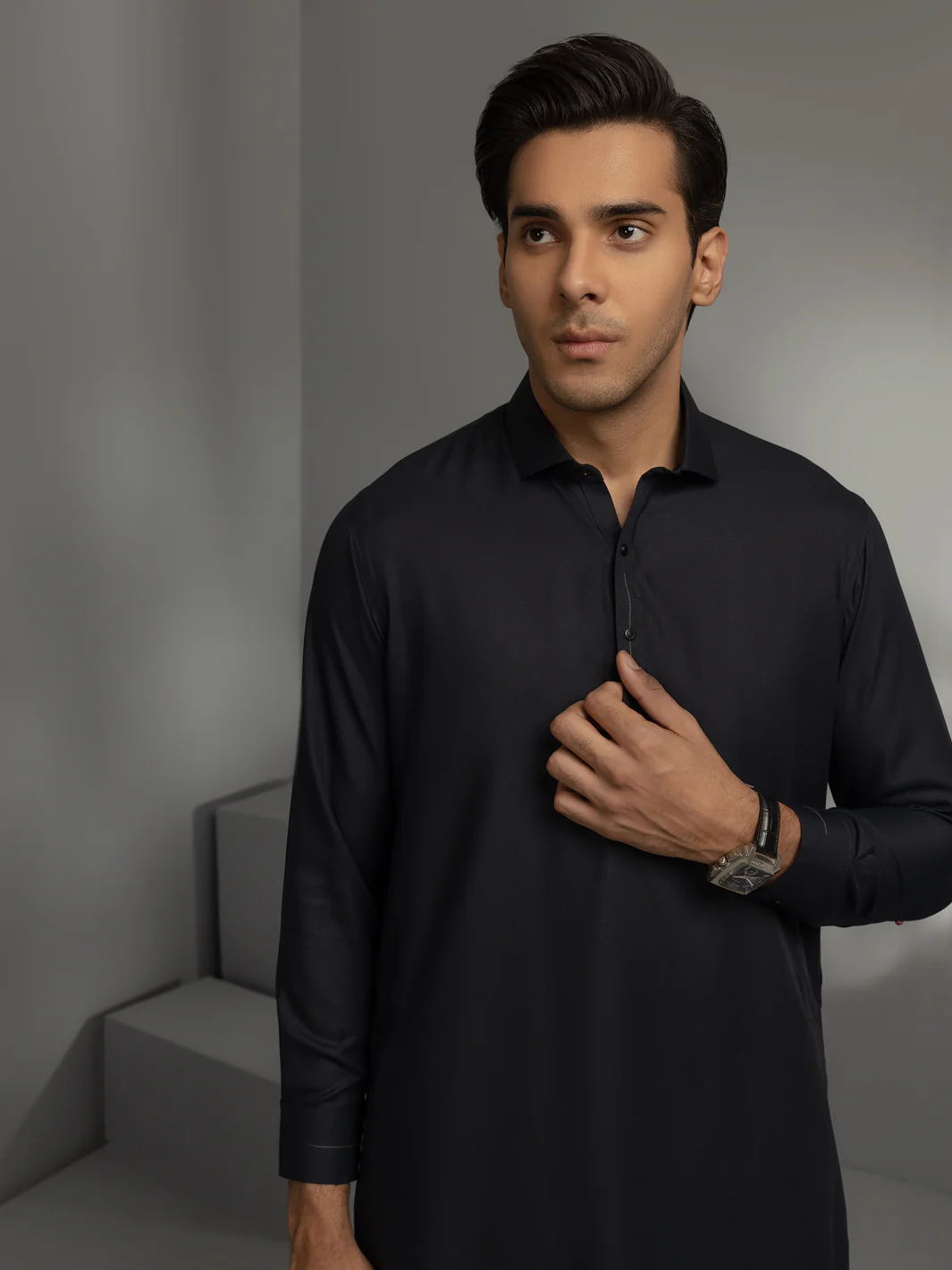 NAVY BLUE VISCOSE KAMEEZ SHALWAR | ALWA-KS-US-362/AM-6057D - Image 3