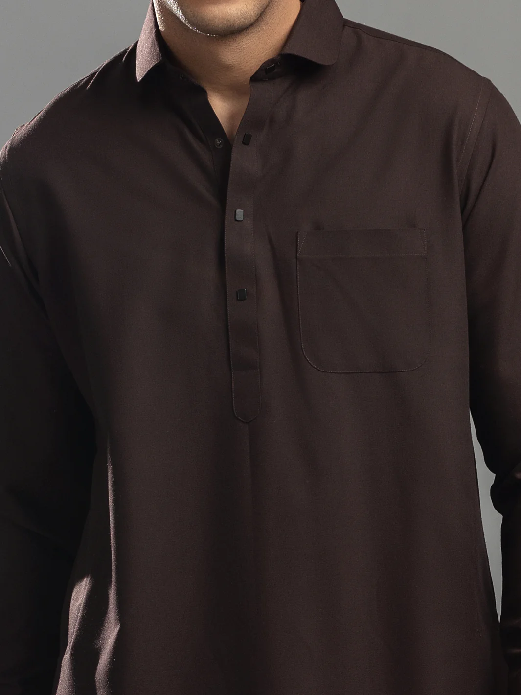 BROWN VISCOSE KAMEEZ SHALWAR | ALWA-KS-US-363/AM-6057E - Image 2