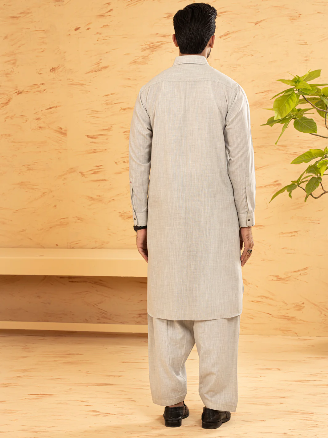 LIGHT GREY KAMEEZ SHALWAR | ALWA-KS-US-364/AM-6133A - Image 2