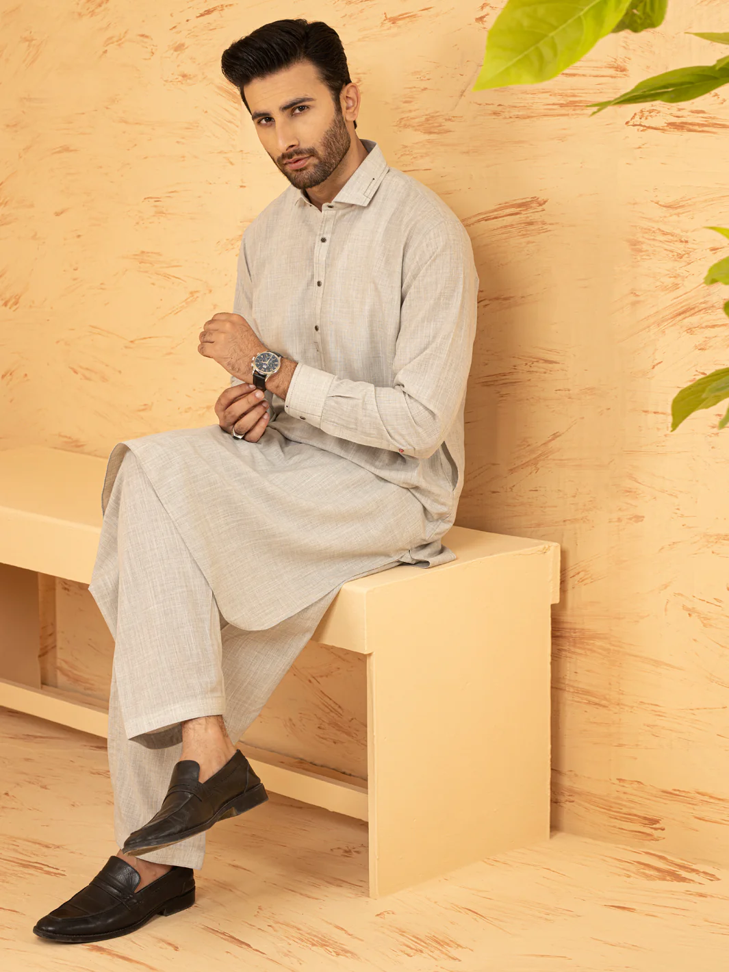 LIGHT GREY KAMEEZ SHALWAR | ALWA-KS-US-364/AM-6133A - Image 3