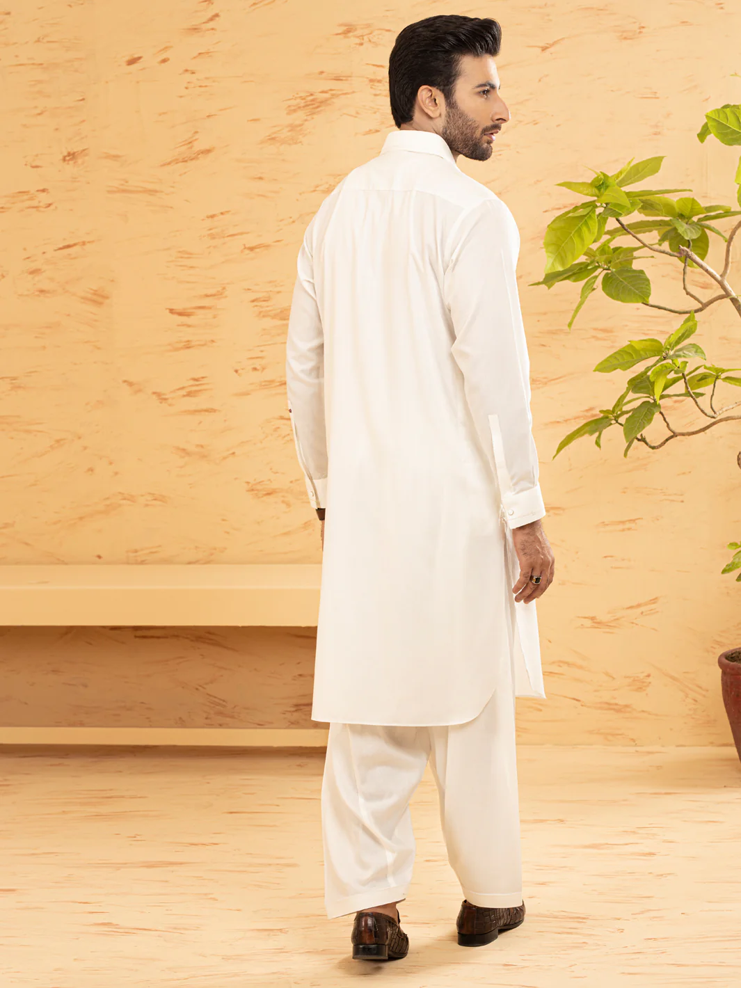 WHITE VISCOSE KAMEEZ SHALWAR | ALWA-KS-US-366/AM-6148A - Image 3