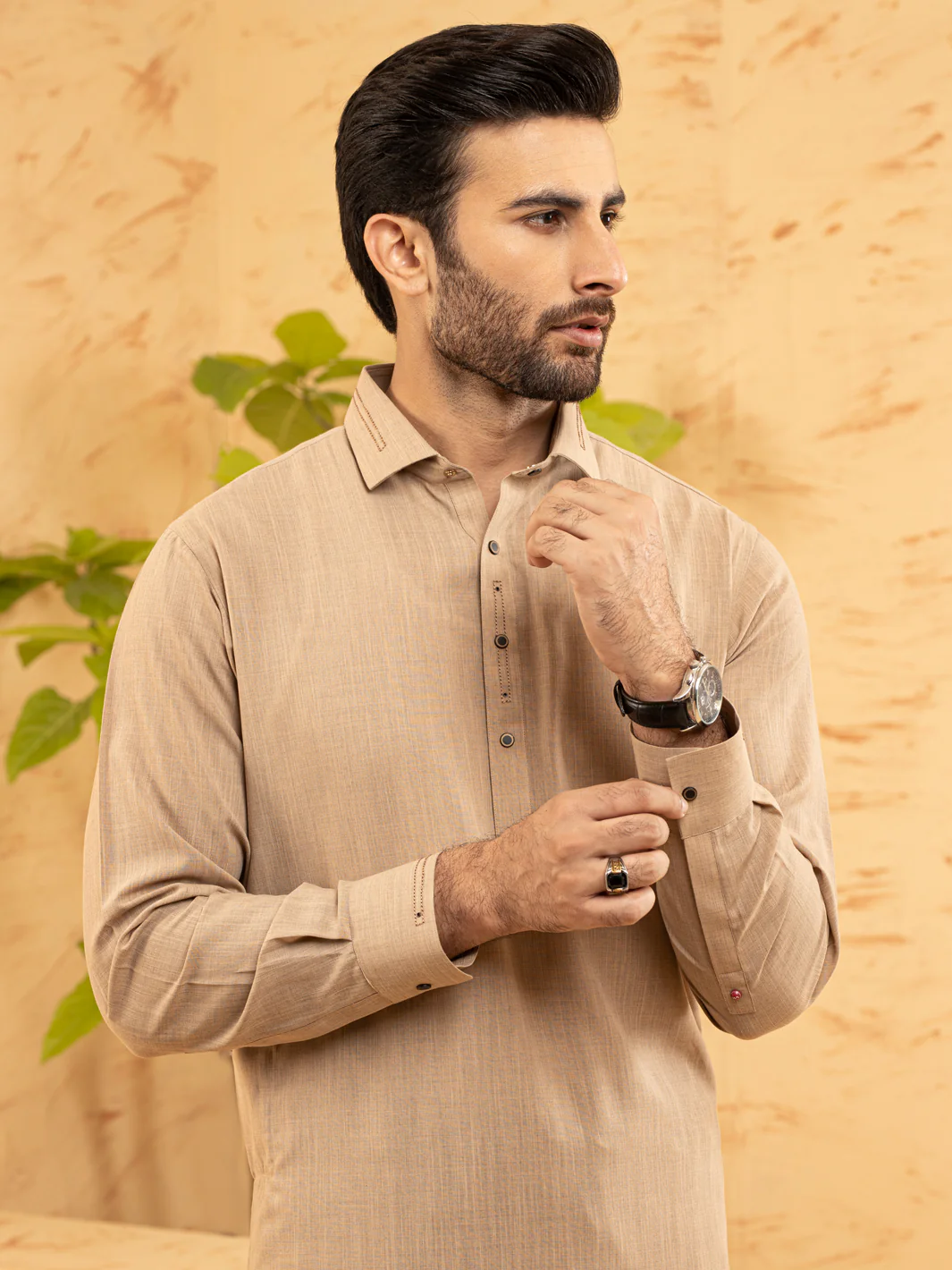 BEIGE KAMEEZ SHALWAR | ALWA-KS-US-370/AM-6133C - Image 2
