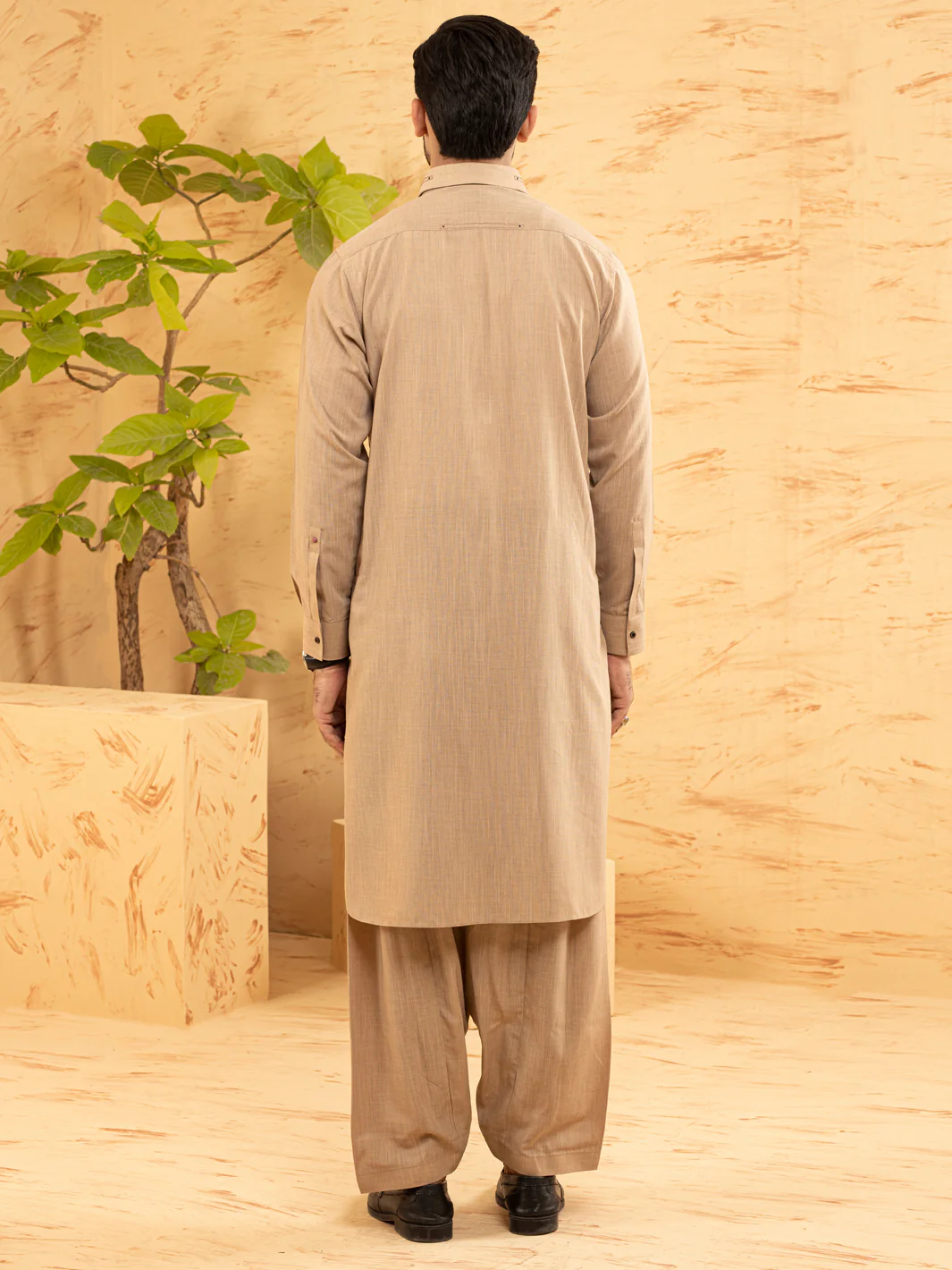 BEIGE KAMEEZ SHALWAR | ALWA-KS-US-370/AM-6133C - Image 3