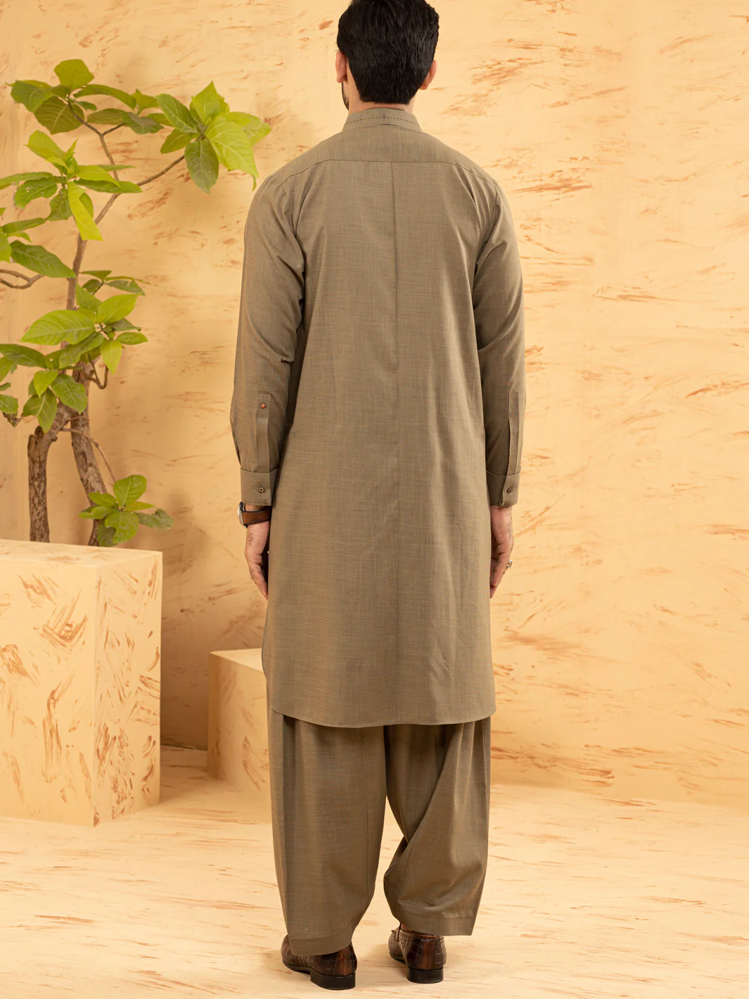 GREEN COTTON KAMEEZ SHALWAR | ALWA-KS-US-374/AM-6132A - Image 3