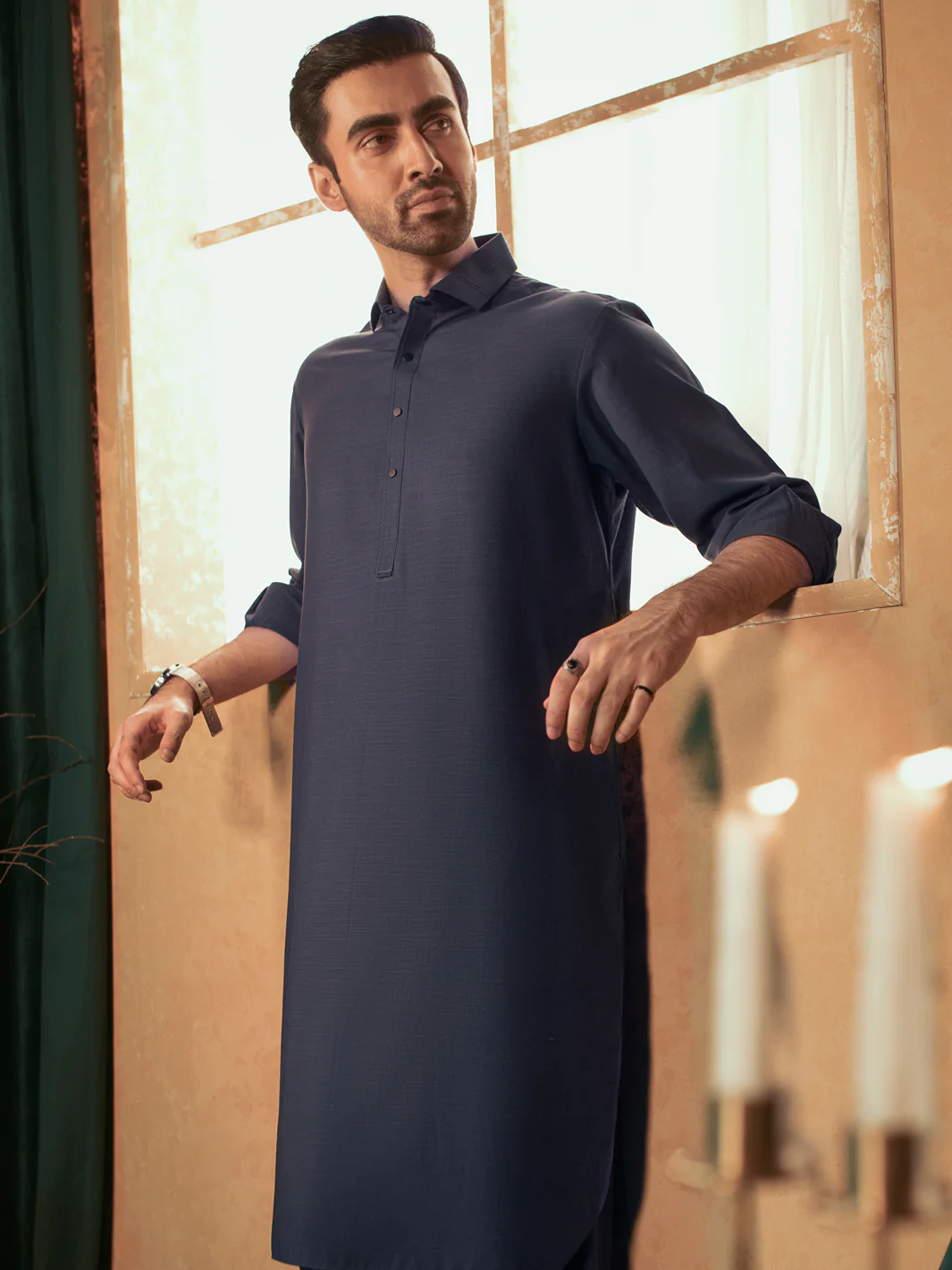 DARK BLUE COTTON KAMEEZ SHALWAR | ALWA-KS-US-379/AM-6132C - Image 2
