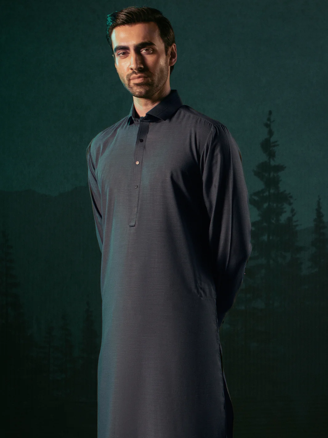 DARK BLUE COTTON KAMEEZ SHALWAR | ALWA-KS-US-379/AM-6132C - Image 4