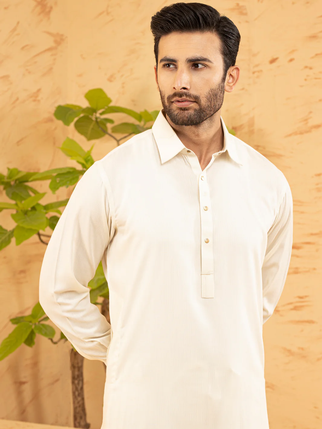 OFF WHITE BLENDED KAMEEZ SHALWAR | ALWA-KS-US-381/AM-6148B - Image 2