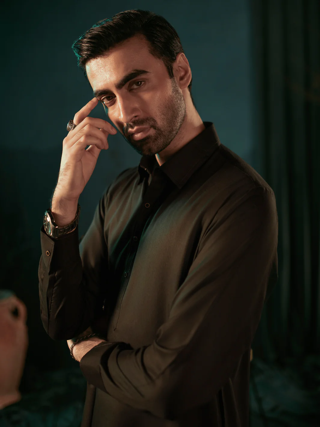 BLACK BLENDED KAMEEZ SHALWAR | ALWA-KS-US-389/AM-6148C - Image 3